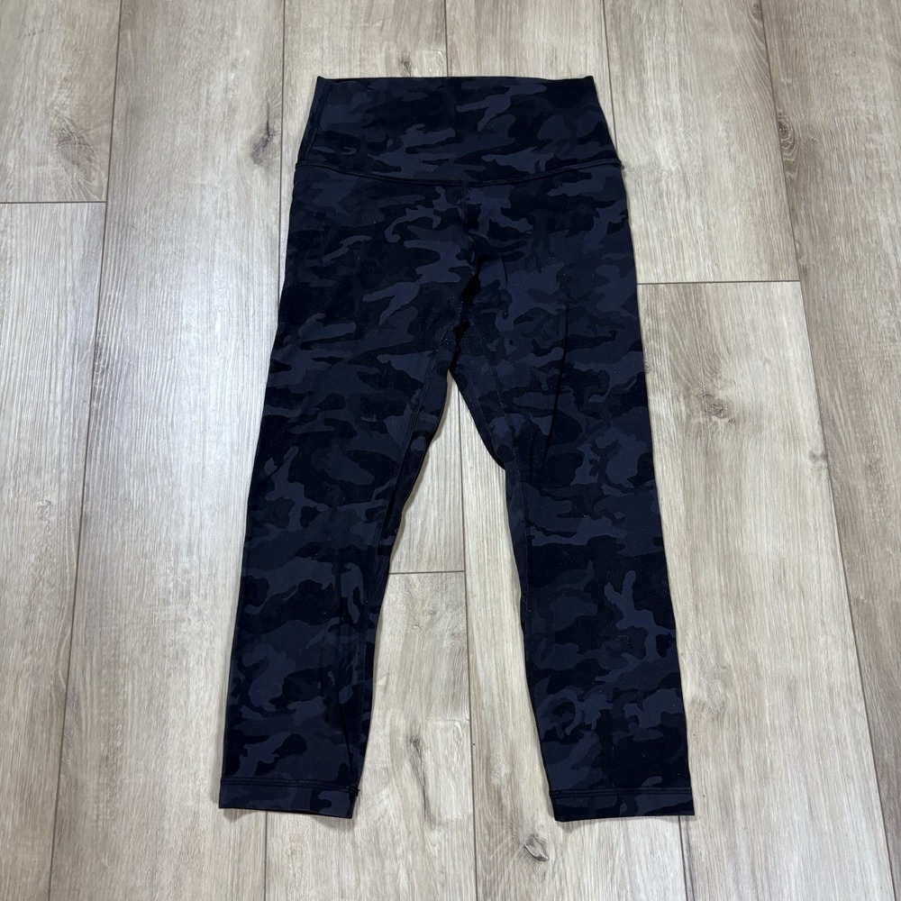 Lululemon Pants Womens 8 Black Gray Camo Align Crop 21"‎ Gym Yoga Casual W6AVIS